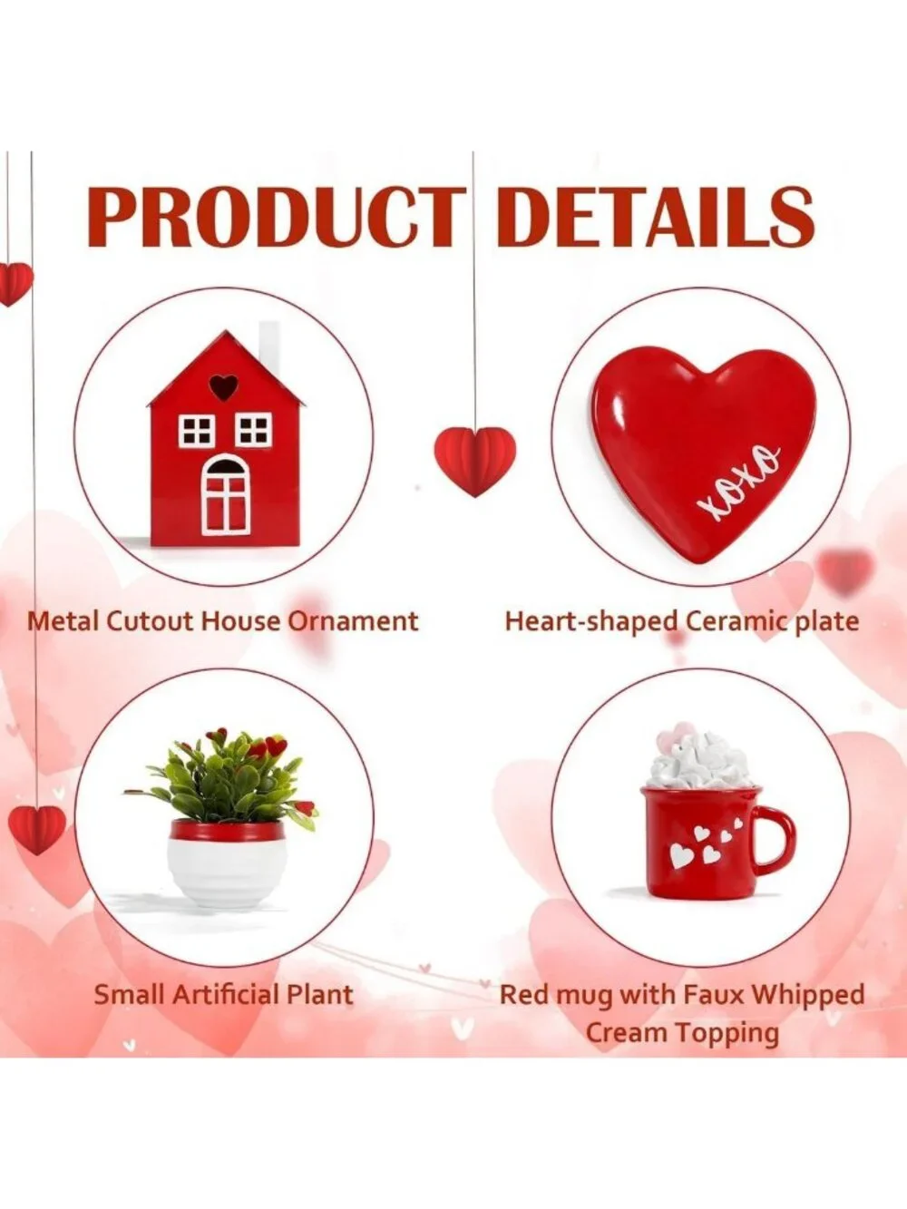 Charming Valentine's Day Home Office Decor Set - 8 PCS Tiered Tray Decorations